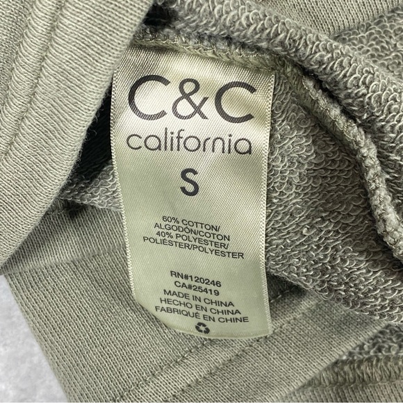 C&C California Sunwashed Beach Terry Sweater Women's S Green Crop Oversized NWT - Picture 6 of 9
